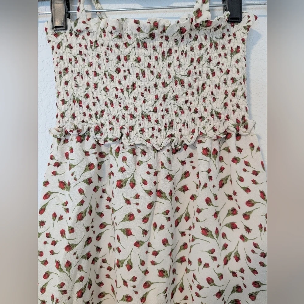 Reformation White Red Floral Smocked Halter Flowy Seabreeze Mini Dress - Picture 6 of 13
